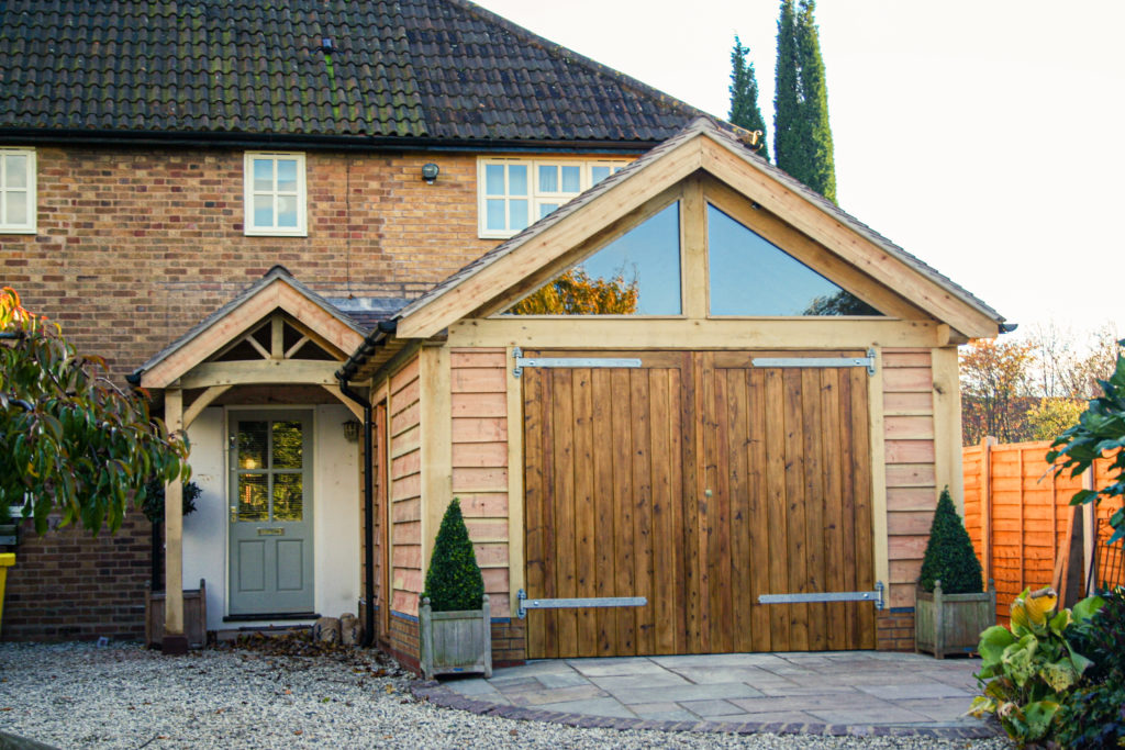 Glazed oak frame garage